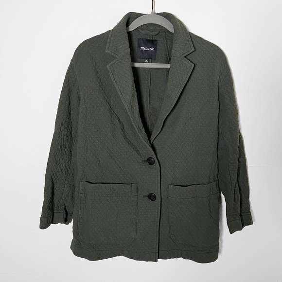 Madewell Diamond Jacquard Shaw Blazer Dark Forest Size XS - Picture 5 of 11